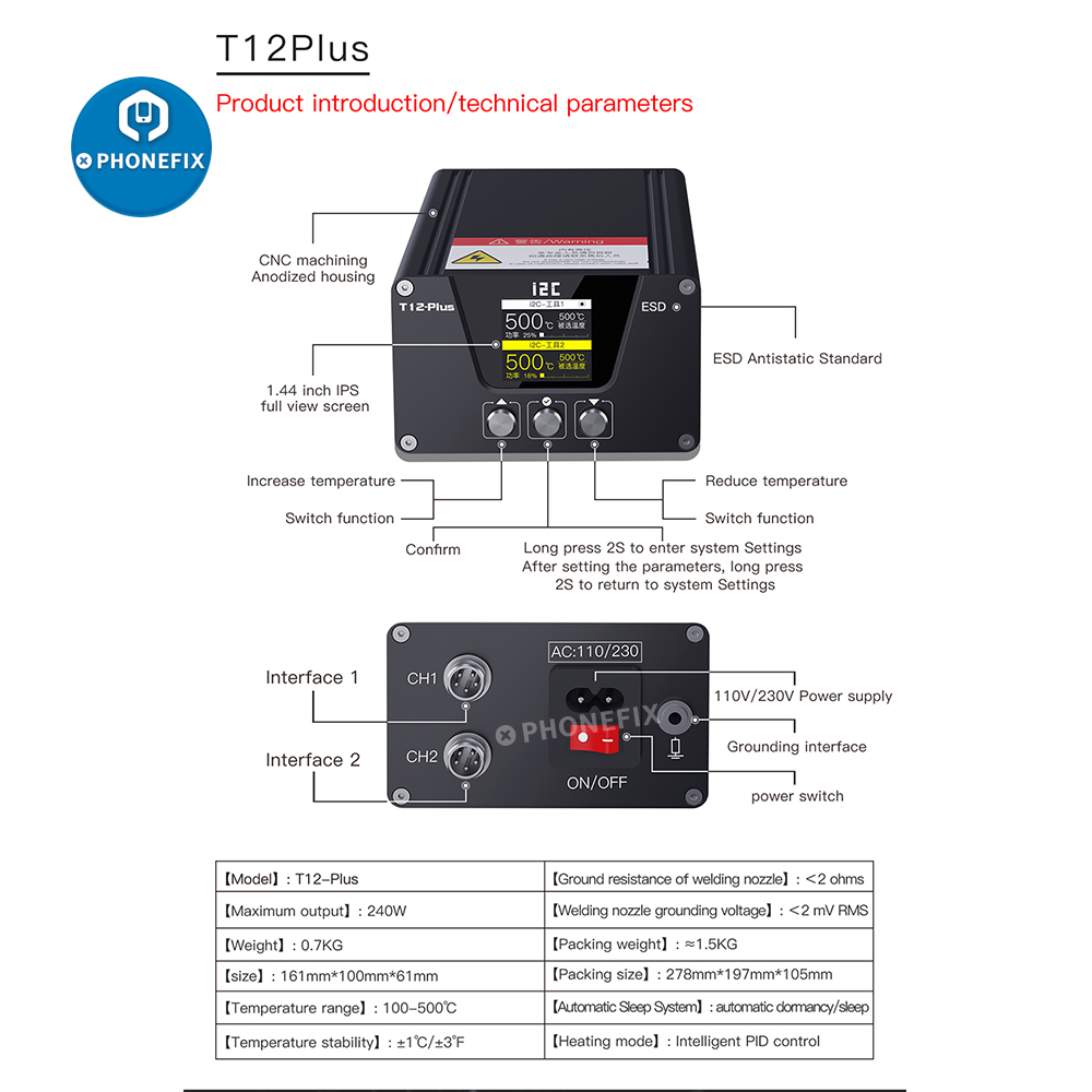 i2C T12 PLUS Soldering Station - Electronics Repair Plus ulasan dan harga